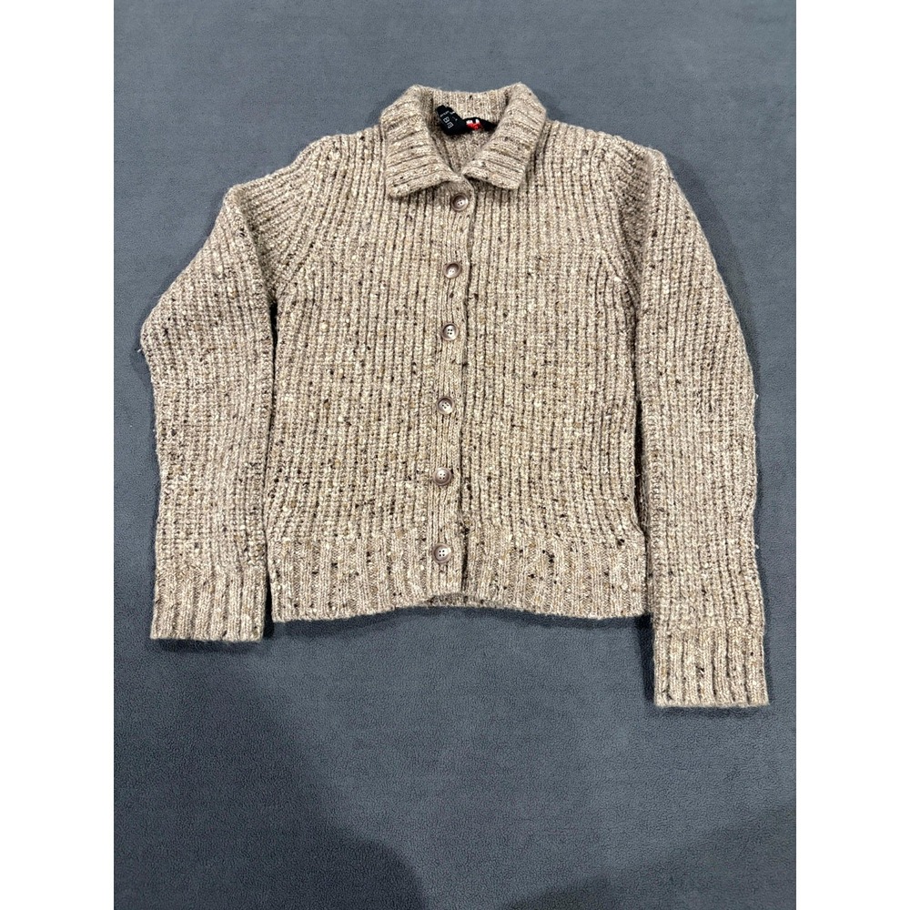 Outlander New York Cardigan Sweater Womens Small Beige Tight Knit Button Front